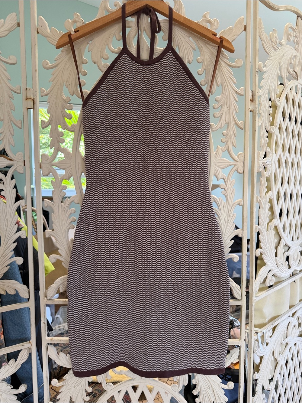 Abercrombie & Fitch Brown and White Halter Mini Dress